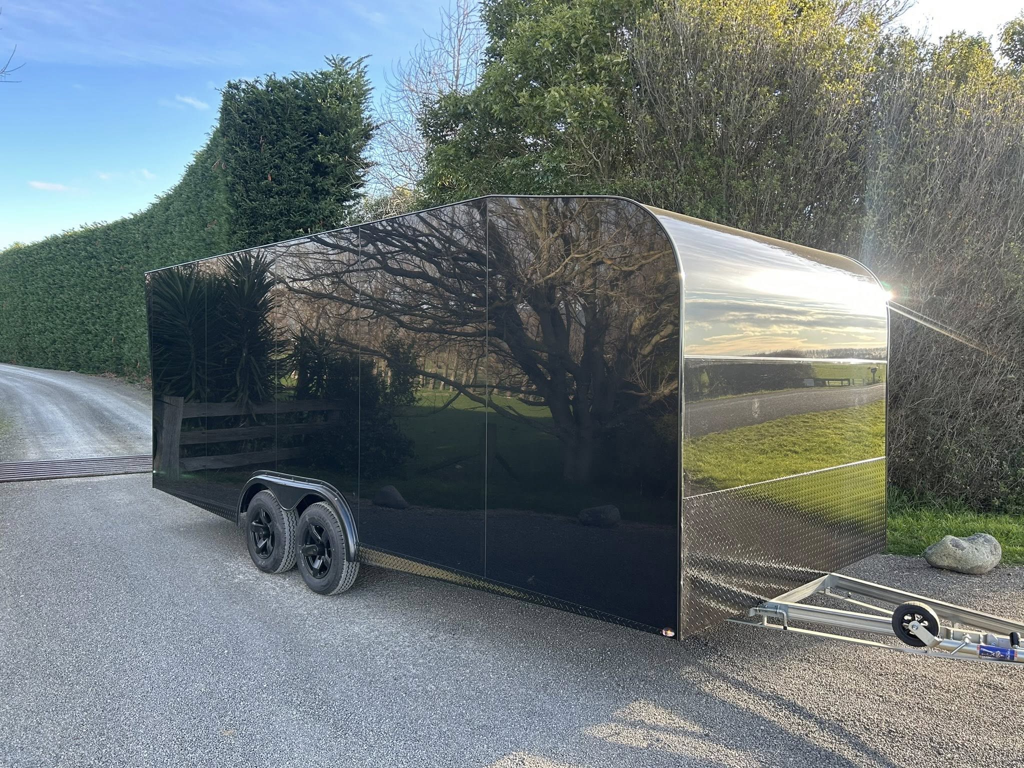 Sleek Black Gloss Enclosed Trailer